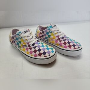 Vans Lace Up Rainbow Check Checkerboard Sneaker kid Size 1Y